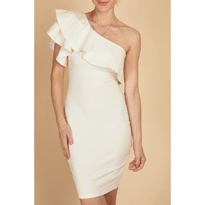 🍋3 for $20🍋 FOREVER 21 Cream One Shoulder Ruffled Mini Dress Size S